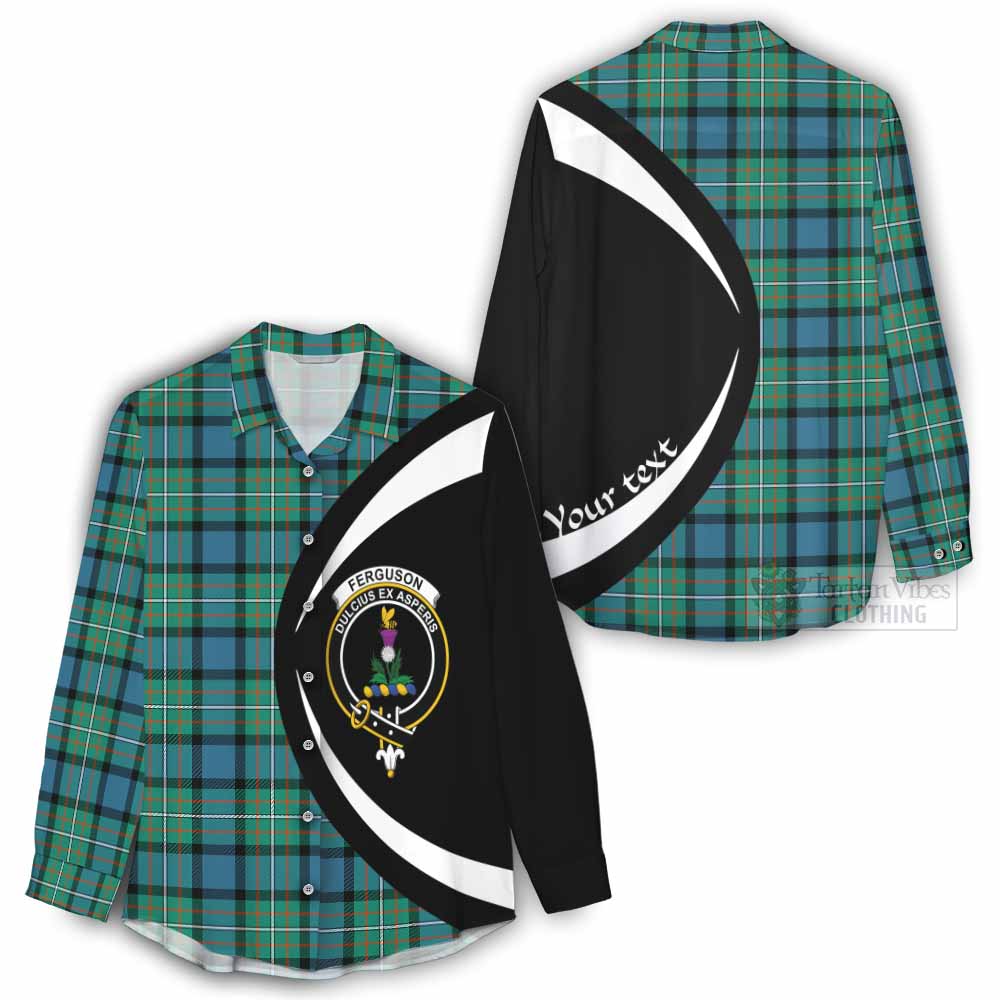 Tartan Vibes Clothing Ferguson (Fergusson) Tartan Women's Casual Shirt with Family Crest Circle Style