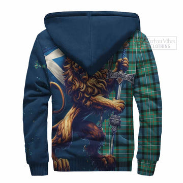 Ferguson (Fergusson) Tartan Family Crest Sherpa Hoodie with Scottish Majestic Lion