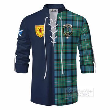 Ferguson (Fergusson) Tartan Ghillie Kilt Shirt Alba with Scottish Lion Royal Arm Half Style