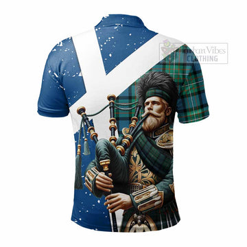 Ferguson (Fergusson) Tartan Polo Shirt with Family Crest Scottish Bagpiper Vibes