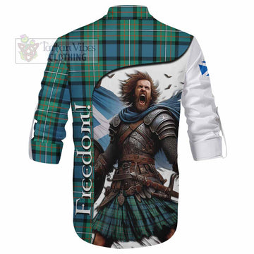 Ferguson (Fergusson) Crest Tartan Ghillie Kilt Shirt Inspired by the Freedom of Scottish Warrior