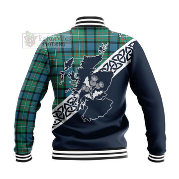 Ferguson (Fergusson) Tartan Baseball Jacket Featuring Thistle and Scotland Map