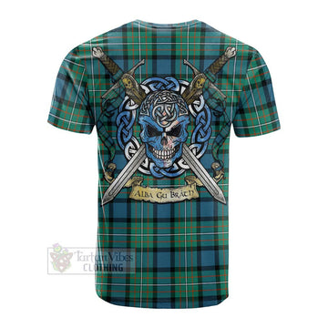 Ferguson (Fergusson) Tartan Cotton T-shirt with Family Crest Celtic Skull Style