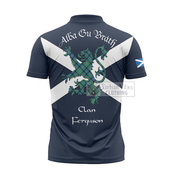 Ferguson (Fergusson) Tartan Lion Rampant Zipper Polo Shirt Proudly Display Your Heritage with Alba Gu Brath and Clan Name