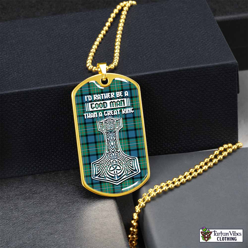 Tartan Vibes Clothing Ferguson (Fergusson) Tartan Dog Tag Necklace Viking Mjolnir Style