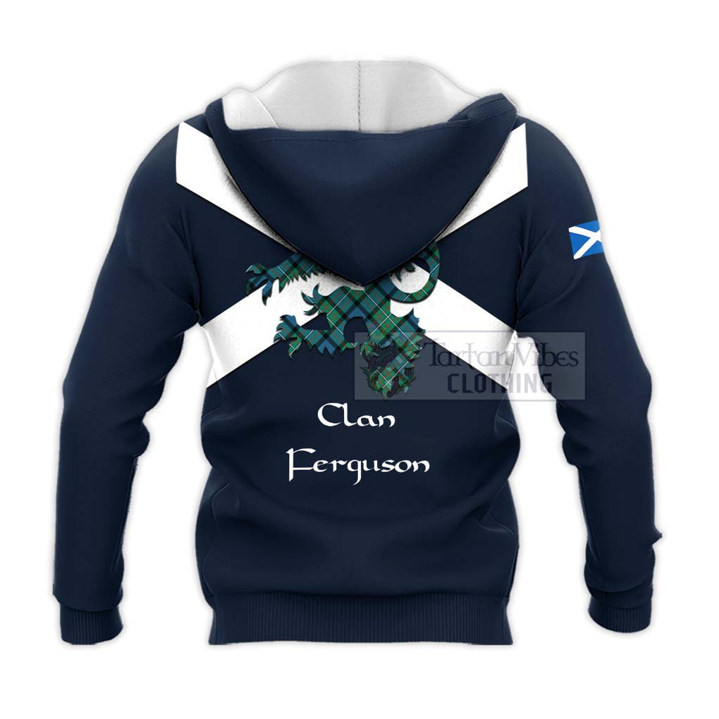 Tartan Vibes Clothing Ferguson (Fergusson) Tartan Lion Rampant Knitted Hoodie – Proudly Display Your Heritage with Alba Gu Brath and Clan Name