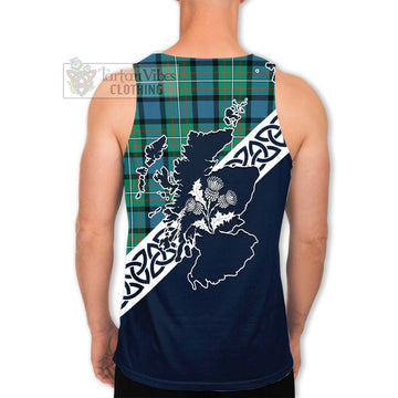 Ferguson (Fergusson) Tartan Men's Tank Top Featuring Thistle and Scotland Map