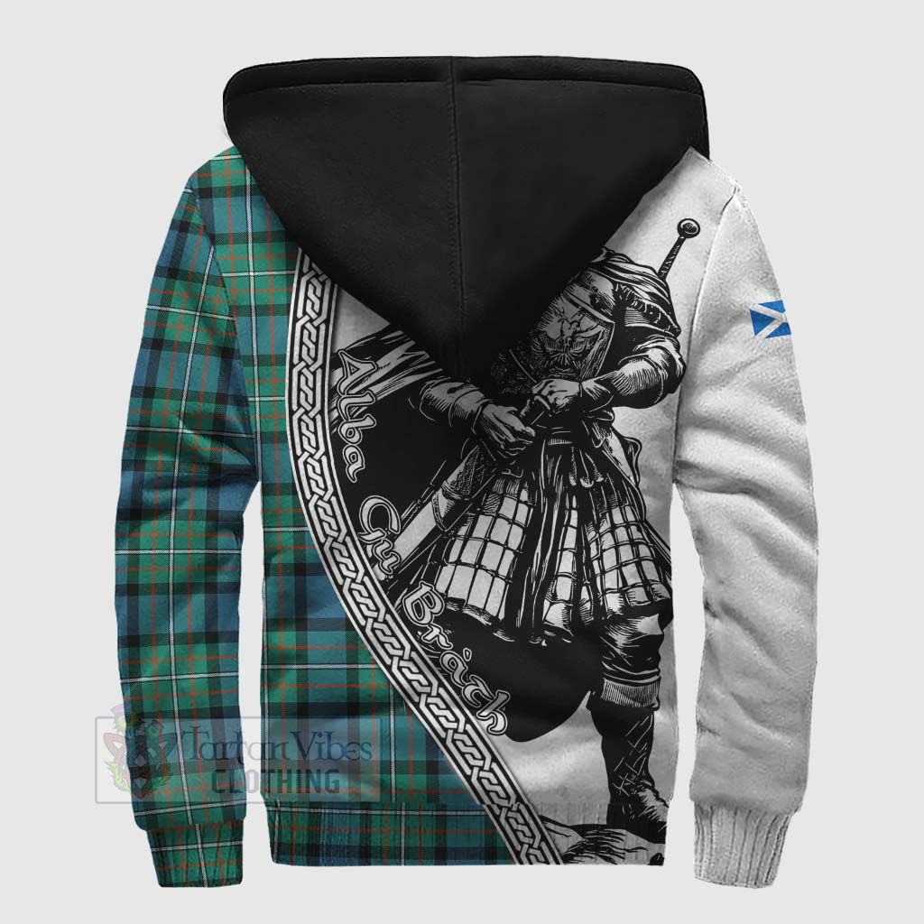 Tartan Vibes Clothing Ferguson (Fergusson) Tartan Clan Crest Sherpa Hoodie with Highlander Warrior Celtic Style