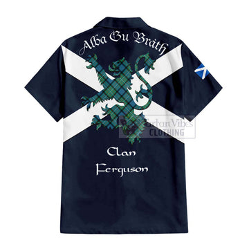 Ferguson (Fergusson) Tartan Lion Rampant Short Sleeve Button Shirt  Proudly Display Your Heritage with Alba Gu Brath and Clan Name