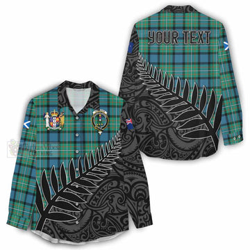 Ferguson (Fergusson) Crest Tartan Women's Casual Shirt with New Zealand Silver Fern Half Style