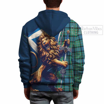 Ferguson (Fergusson) Tartan Family Crest Hoodie with Scottish Majestic Lion