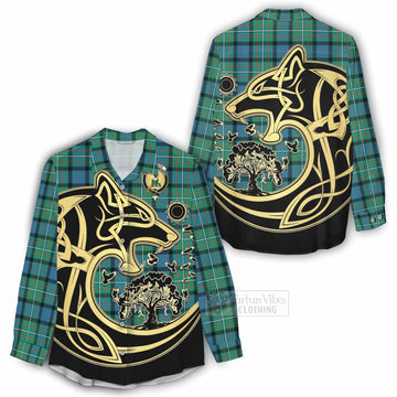 Ferguson (Fergusson) Tartan Women's Casual Shirt with Family Crest Celtic Wolf Style