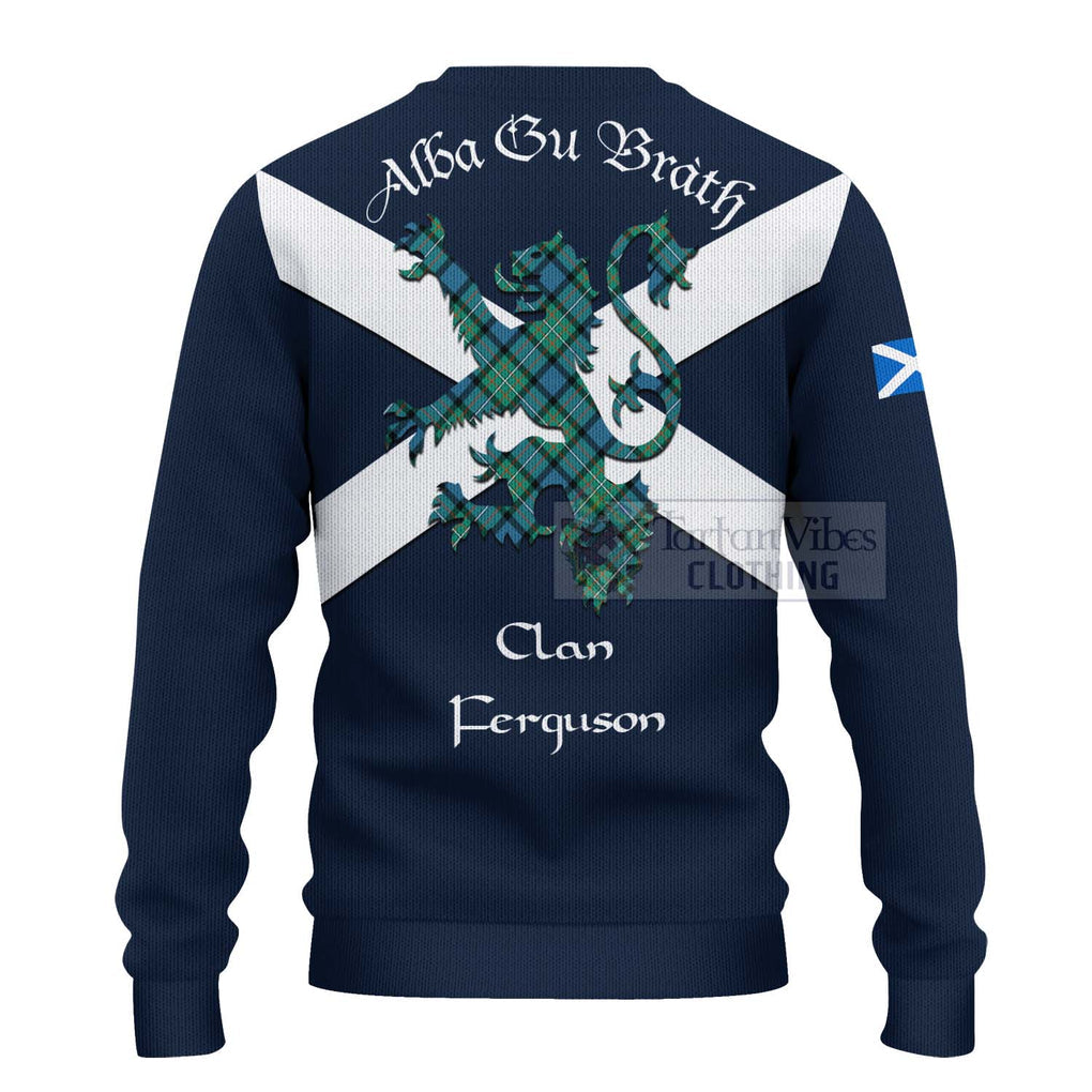 Tartan Vibes Clothing Ferguson (Fergusson) Tartan Lion Rampant Knitted Sweater – Proudly Display Your Heritage with Alba Gu Brath and Clan Name