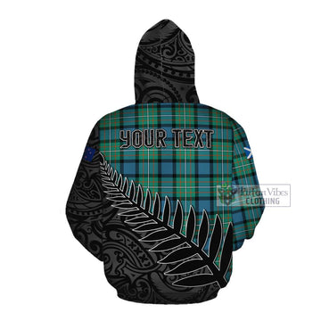 Ferguson (Fergusson) Crest Tartan Cotton Hoodie with New Zealand Silver Fern Half Style