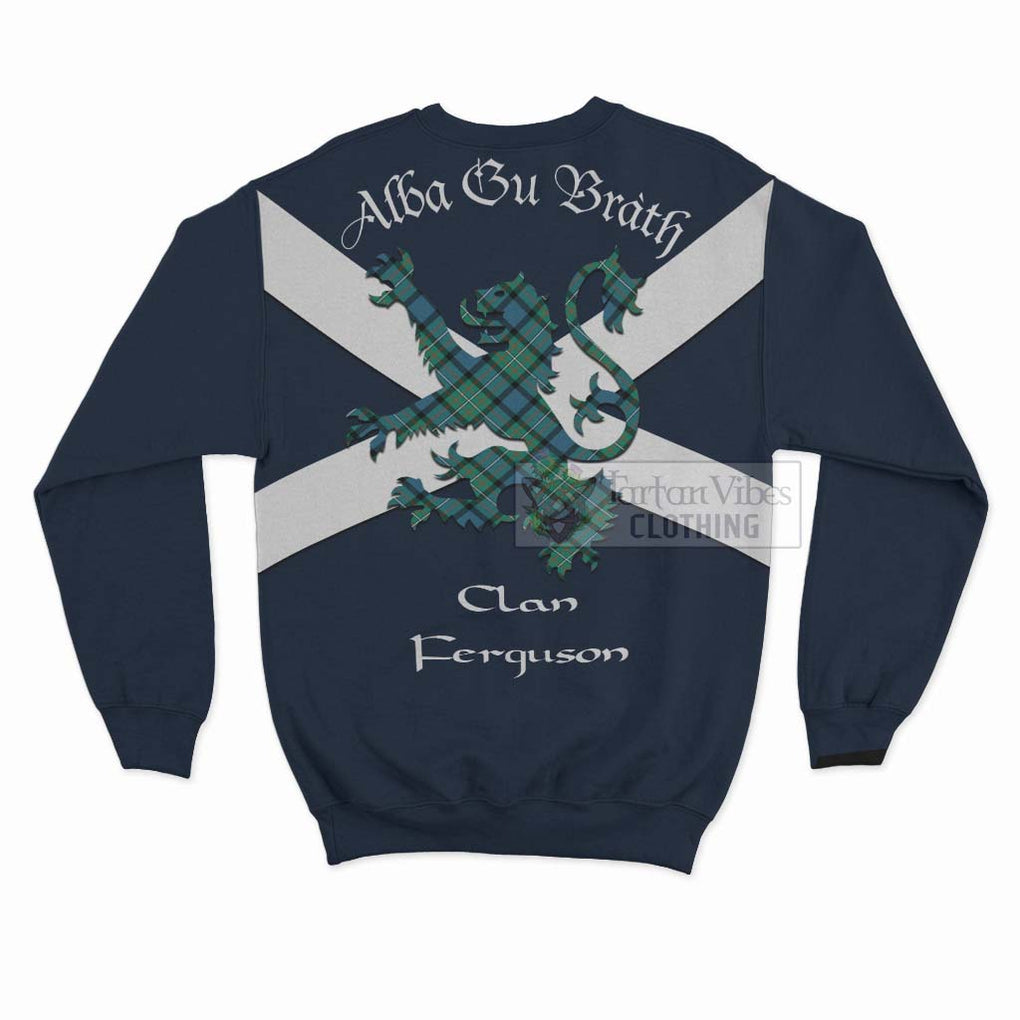 Tartan Vibes Clothing Ferguson (Fergusson) Tartan Lion Rampant Sweatshirt – Proudly Display Your Heritage with Alba Gu Brath and Clan Name