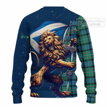 Ferguson (Fergusson) Tartan Family Crest Knitted Sweater with Scottish Majestic Lion