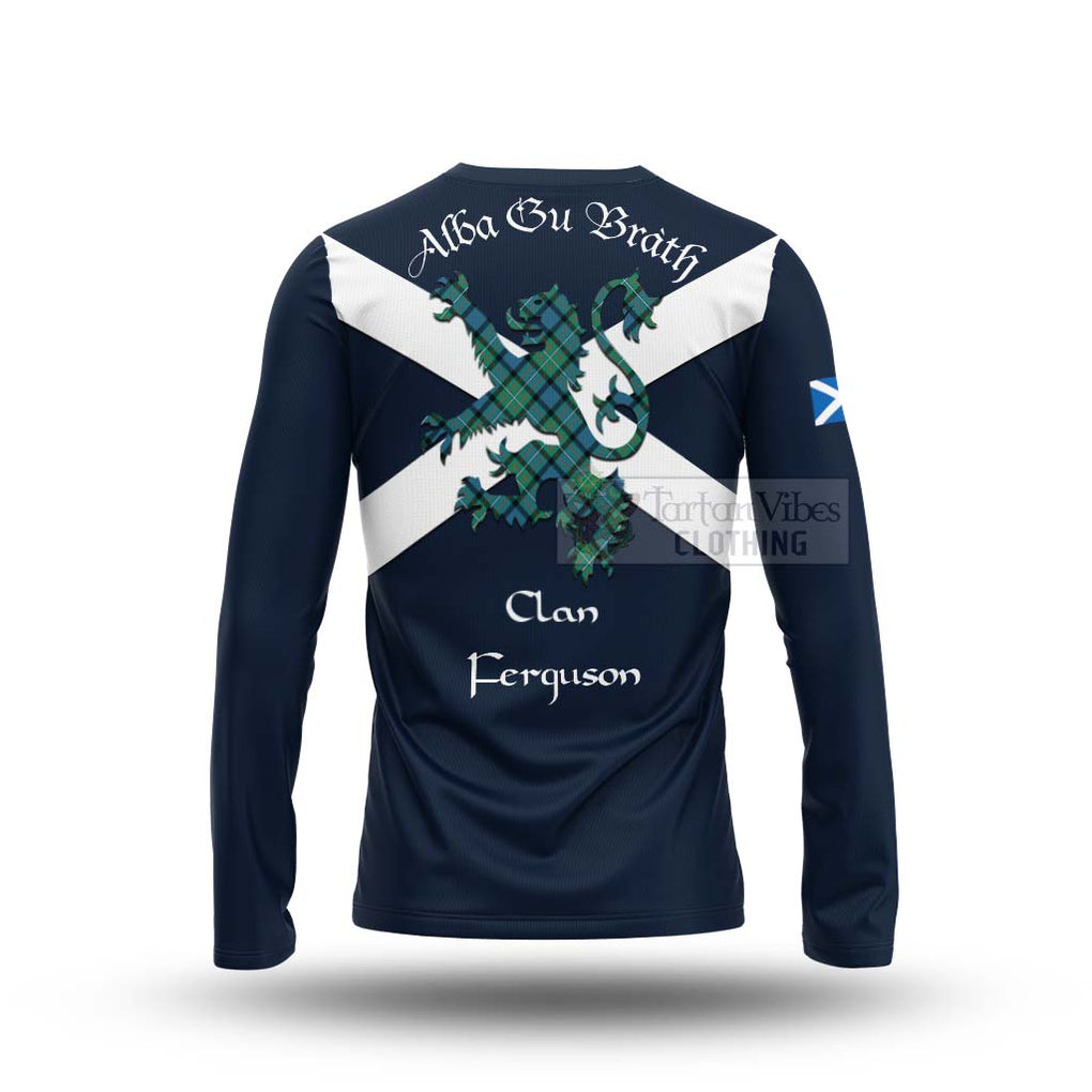 Tartan Vibes Clothing Ferguson (Fergusson) Tartan Lion Rampant Long Sleeve T-Shirt – Proudly Display Your Heritage with Alba Gu Brath and Clan Name