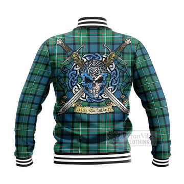 Ferguson (Fergusson) Tartan Baseball Jacket with Family Crest Celtic Skull Style