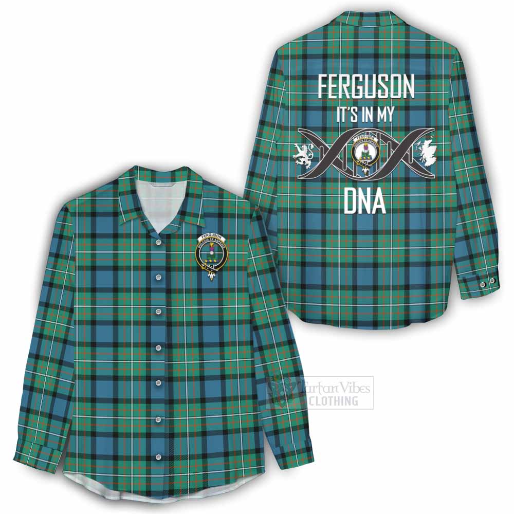 Tartan Vibes Clothing Ferguson (Fergusson) Tartan Women's Casual Shirt with Family Crest DNA In Me Style