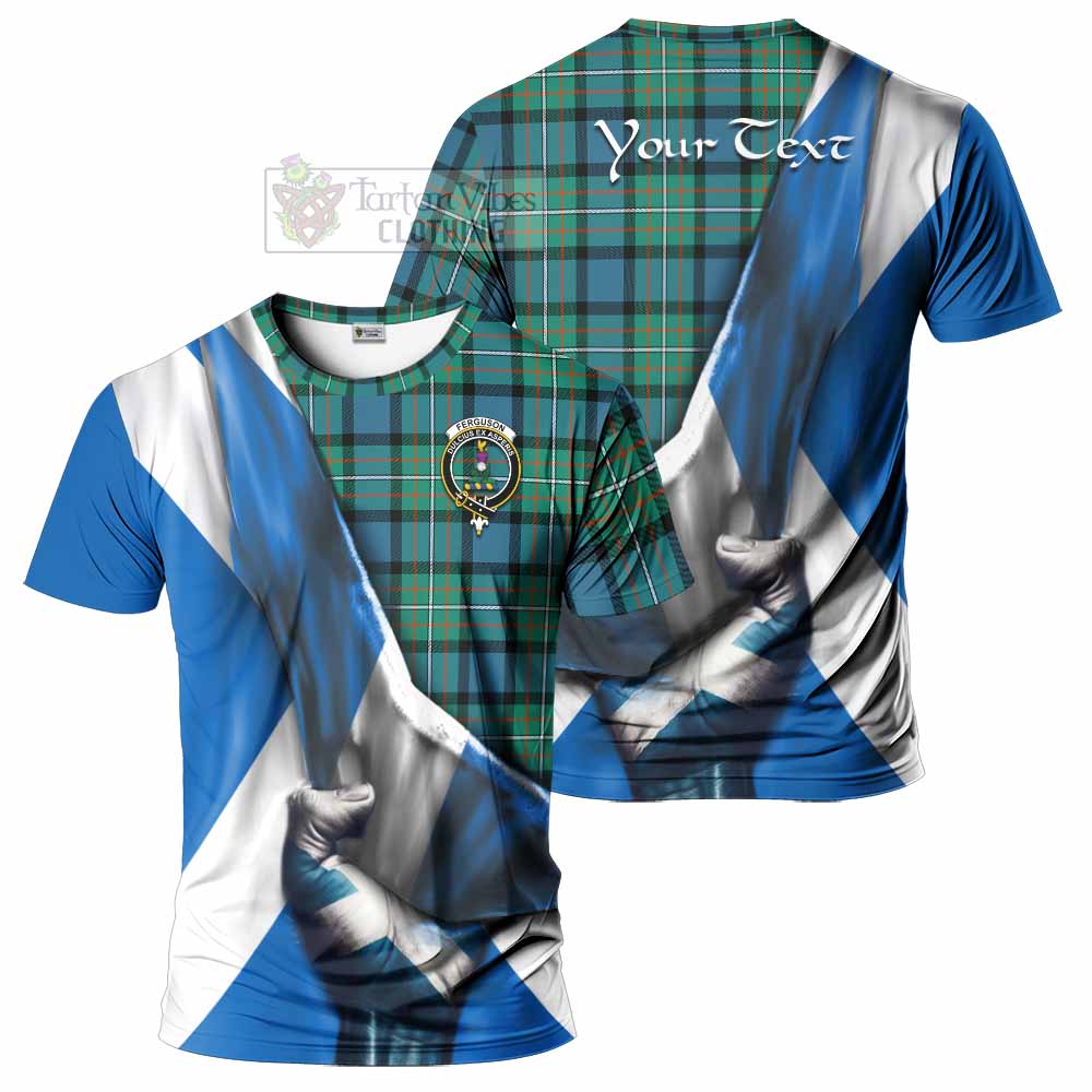 Tartan Vibes Clothing Ferguson (Fergusson) Tartan T-Shirt with Family Crest Scotland Patriotic Style