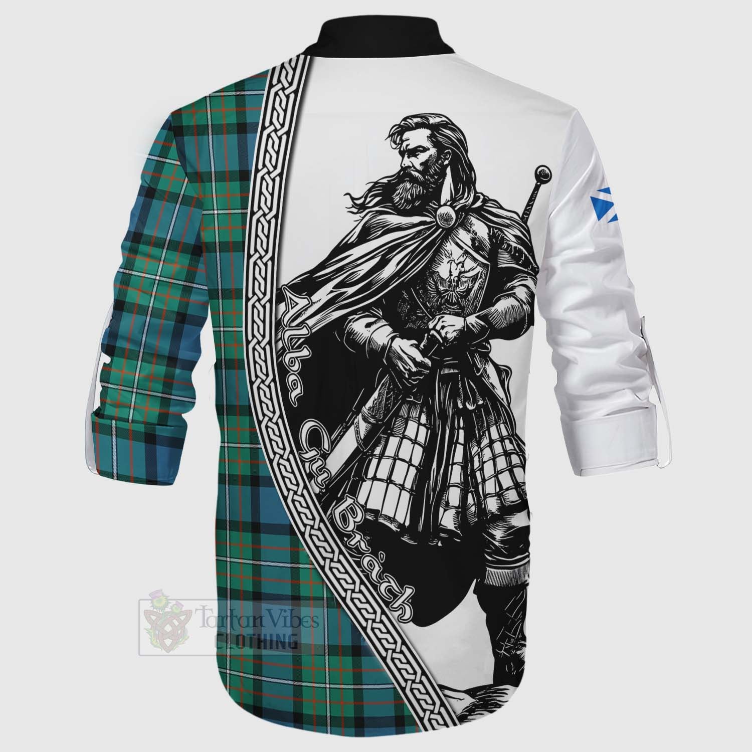 Tartan Vibes Clothing Ferguson (Fergusson) Tartan Clan Crest Ghillie Kilt Shirt with Highlander Warrior Celtic Style