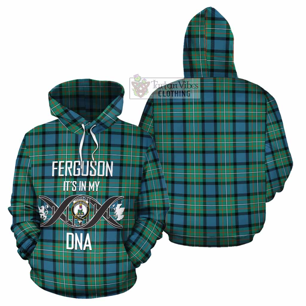 Tartan Vibes Clothing Ferguson (Fergusson) Tartan Cotton Hoodie with Family Crest DNA In Me Style