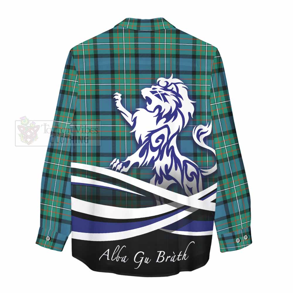 Tartan Vibes Clothing Ferguson (Fergusson) Tartan Women's Casual Shirt with Alba Gu Brath Regal Lion Emblem