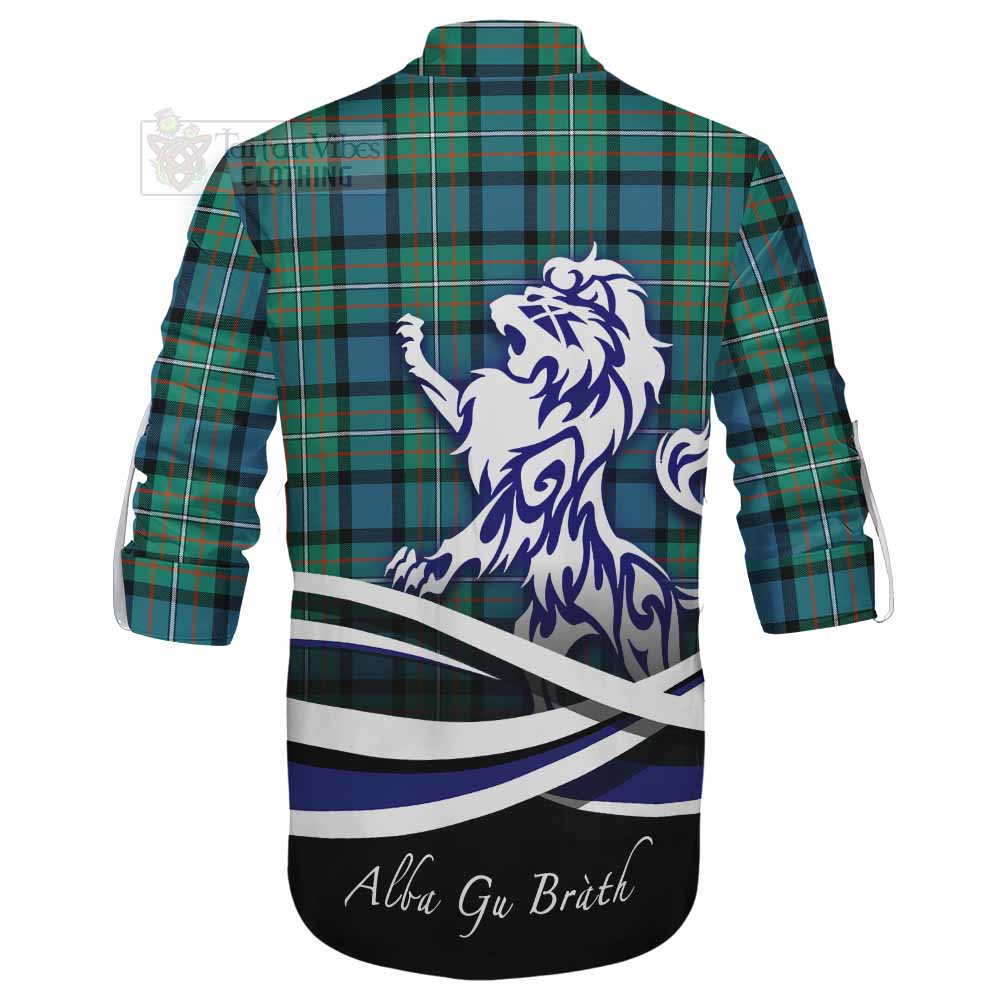 Tartan Vibes Clothing Ferguson (Fergusson) Tartan Ghillie Kilt Shirt with Alba Gu Brath Regal Lion Emblem