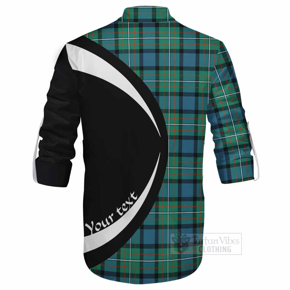 Ferguson (Fergusson) Tartan Ghillie Kilt Shirt with Family Crest Circle Style - Tartan Vibes Clothing
