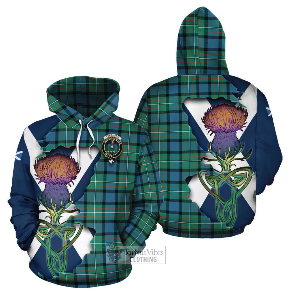 Ferguson (Fergusson) Tartan Family Crest Cotton Hoodie Scottish Thistle Celtic Inspired - Tartan Vibes Clothing