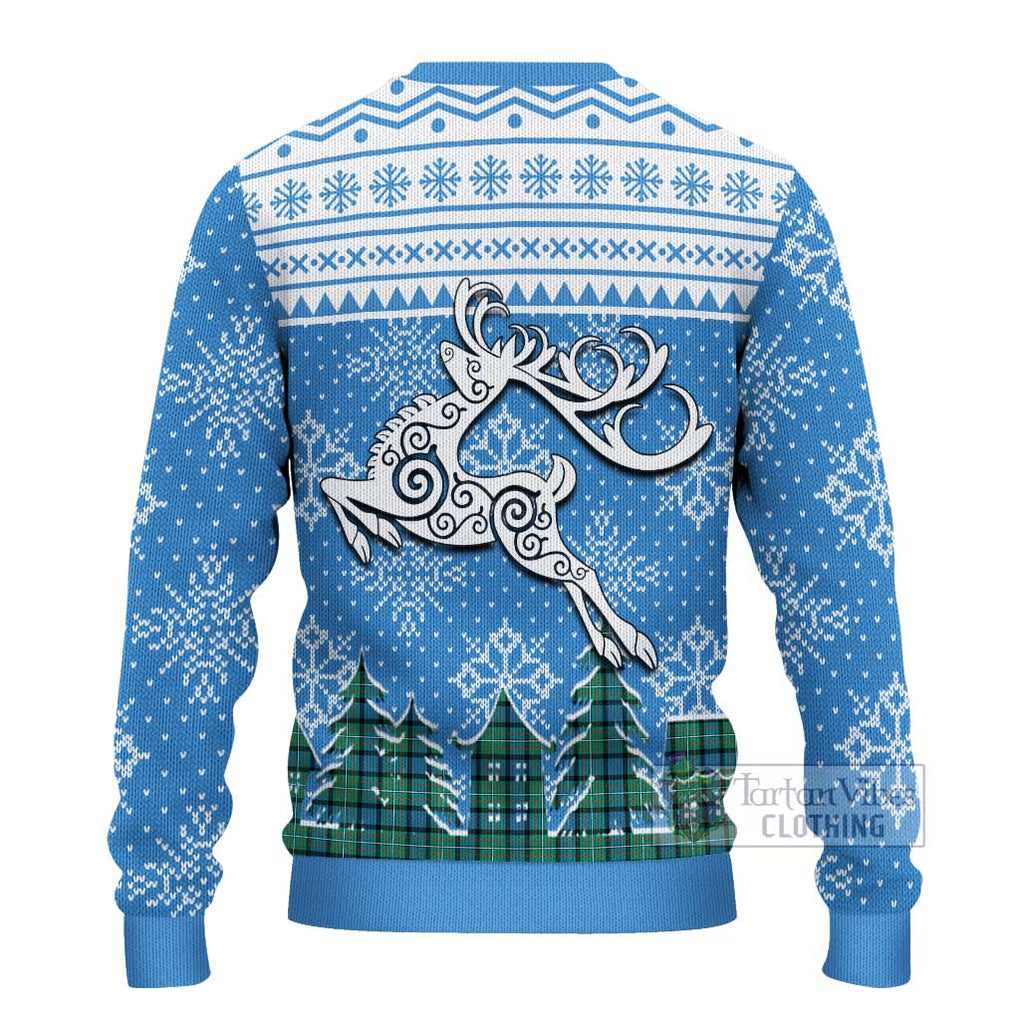 Tartan Vibes Clothing Ferguson (Fergusson) Clan Christmas Ugly Sweater with Tartan and Celtic Raindeer Style