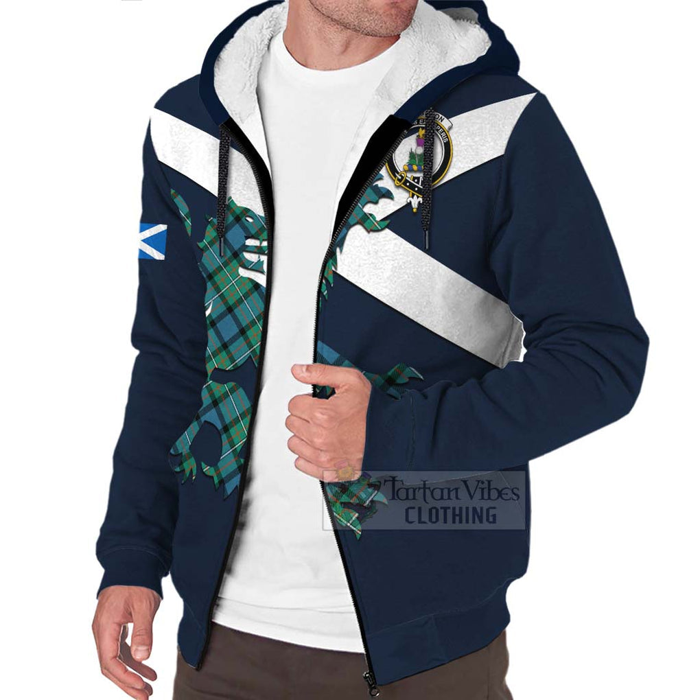 Tartan Vibes Clothing Ferguson (Fergusson) Tartan Lion Rampant Sherpa Hoodie – Proudly Display Your Heritage with Alba Gu Brath and Clan Name