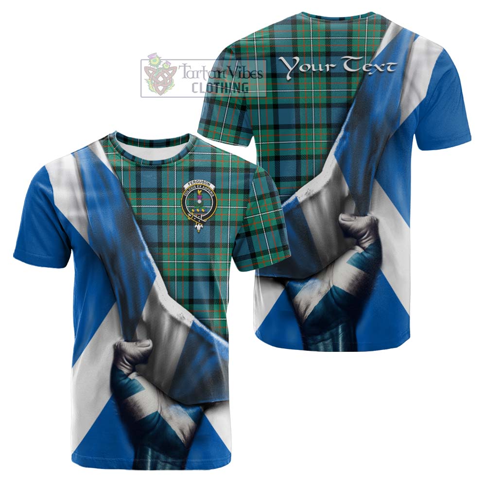 Tartan Vibes Clothing Ferguson (Fergusson) Tartan Cotton T-shirt with Family Crest Scotland Patriotic Style