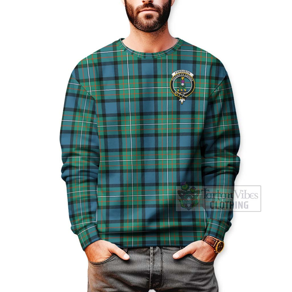 Tartan Vibes Clothing Ferguson (Fergusson) Tartan Sweatshirt with Family Crest Celtic Skull Style