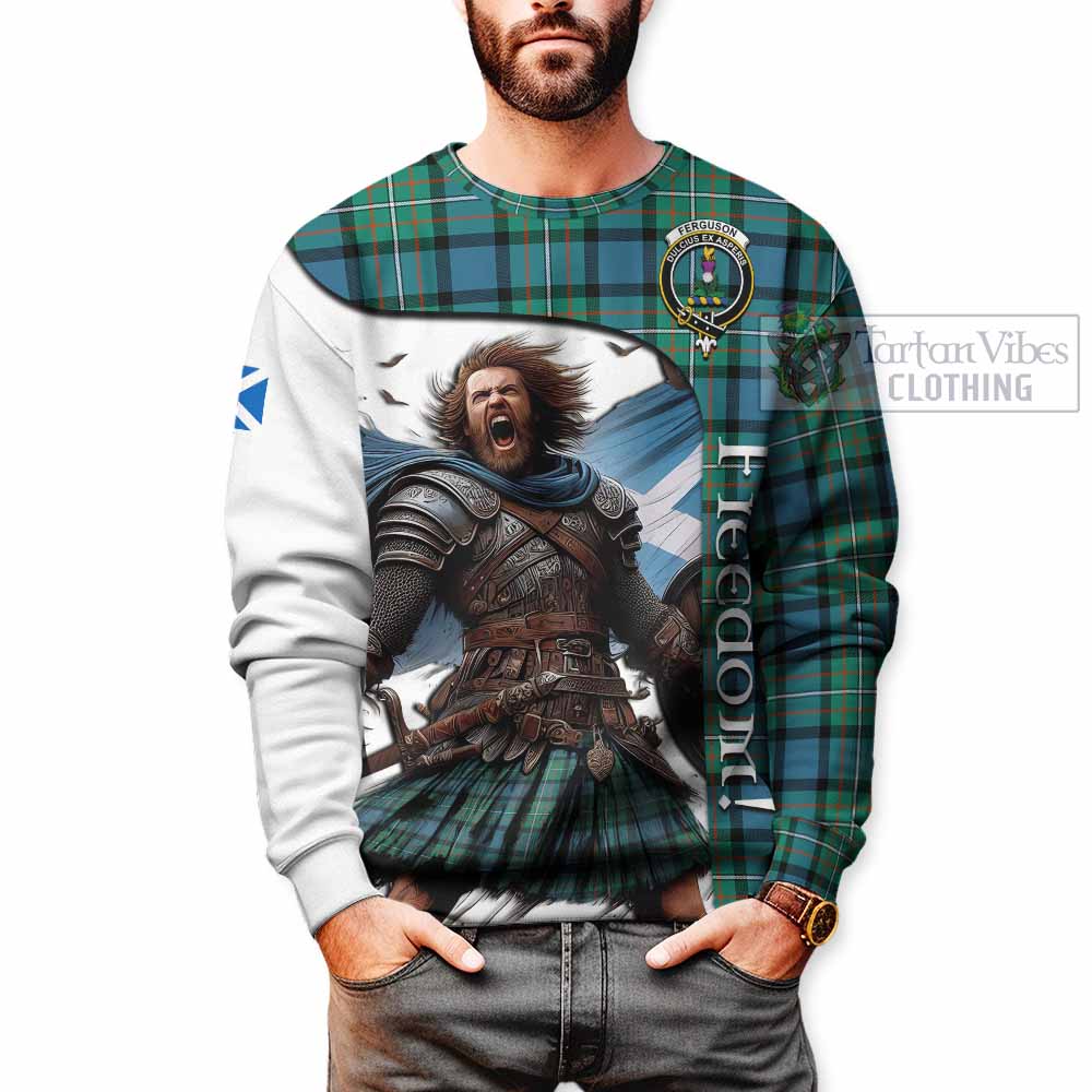 Tartan Vibes Clothing Ferguson (Fergusson) Crest Tartan Sweatshirt Inspired by the Freedom of Scottish Warrior