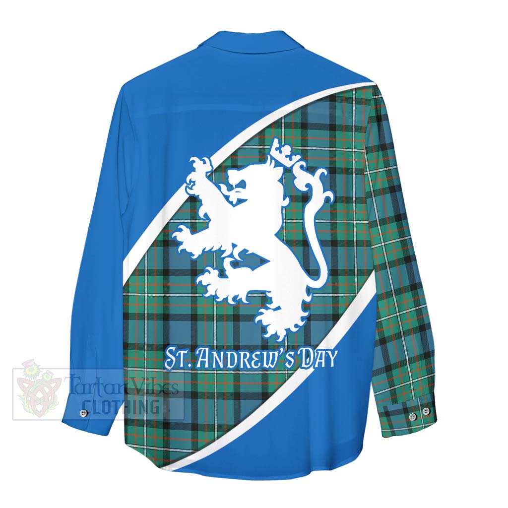 Tartan Vibes Clothing Ferguson (Fergusson) Family Crest Tartan Women's Casual Shirt Celebrate Saint Andrew's Day in Style