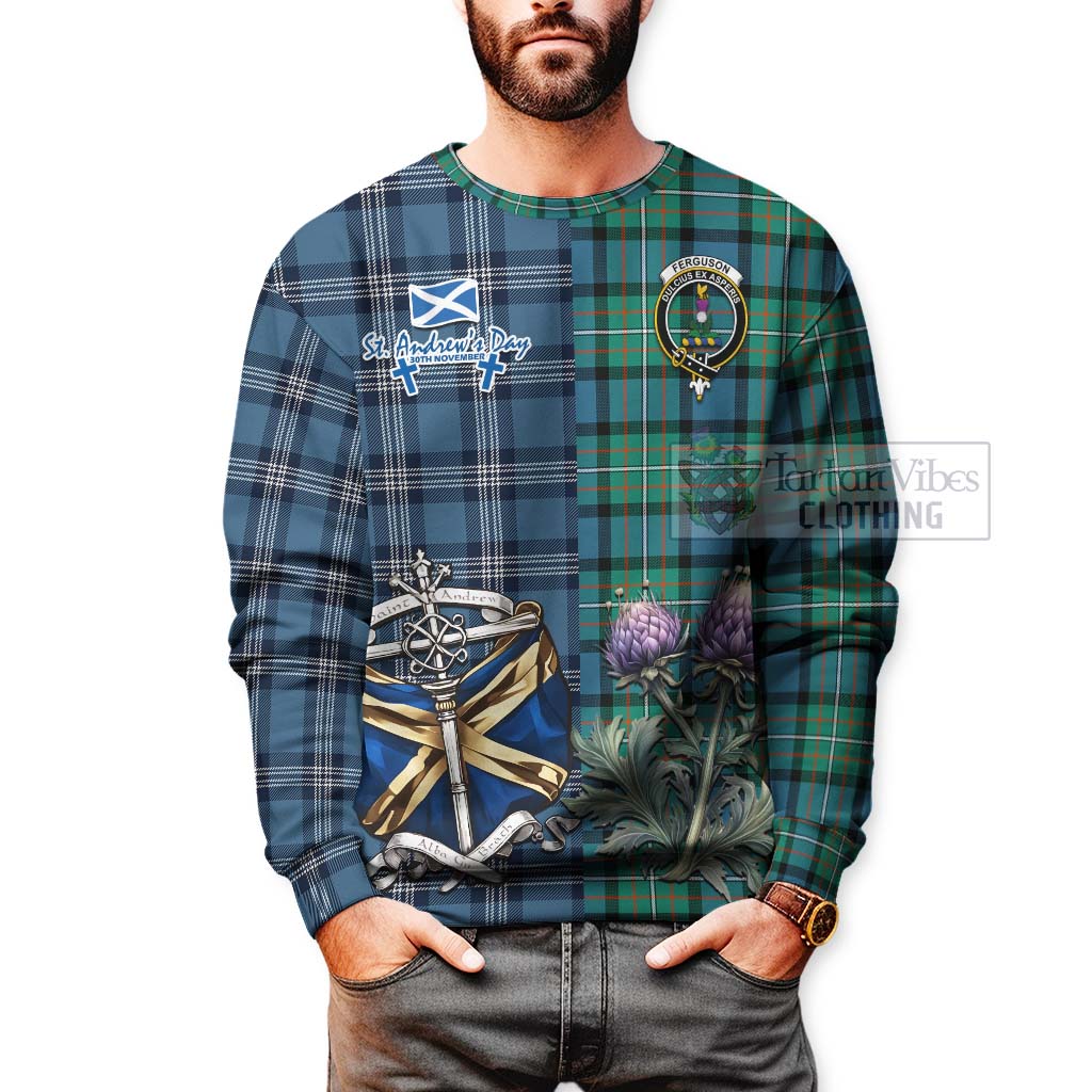 Tartan Vibes Clothing Ferguson (Fergusson) Tartan Sweatshirt Happy St. Andrew's Day Half Tartan Style