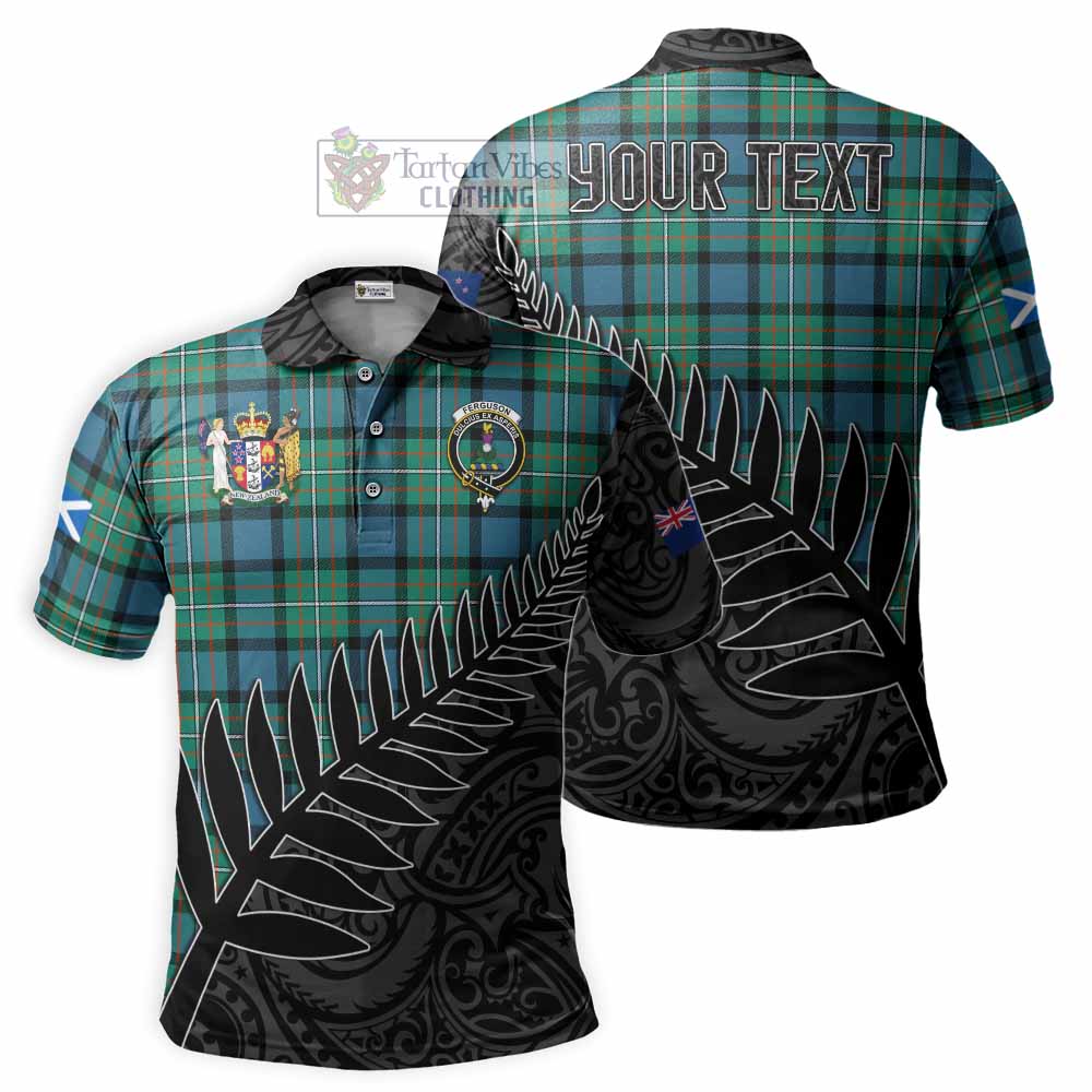 Ferguson (Fergusson) Crest Tartan Polo Shirt with New Zealand Silver Fern Half Style