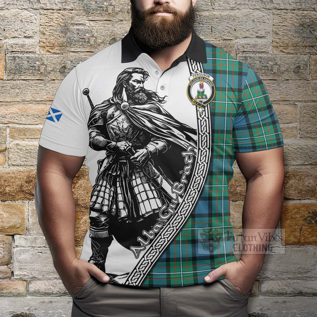 Tartan Vibes Clothing Ferguson (Fergusson) Tartan Clan Crest Polo Shirt with Highlander Warrior Celtic Style