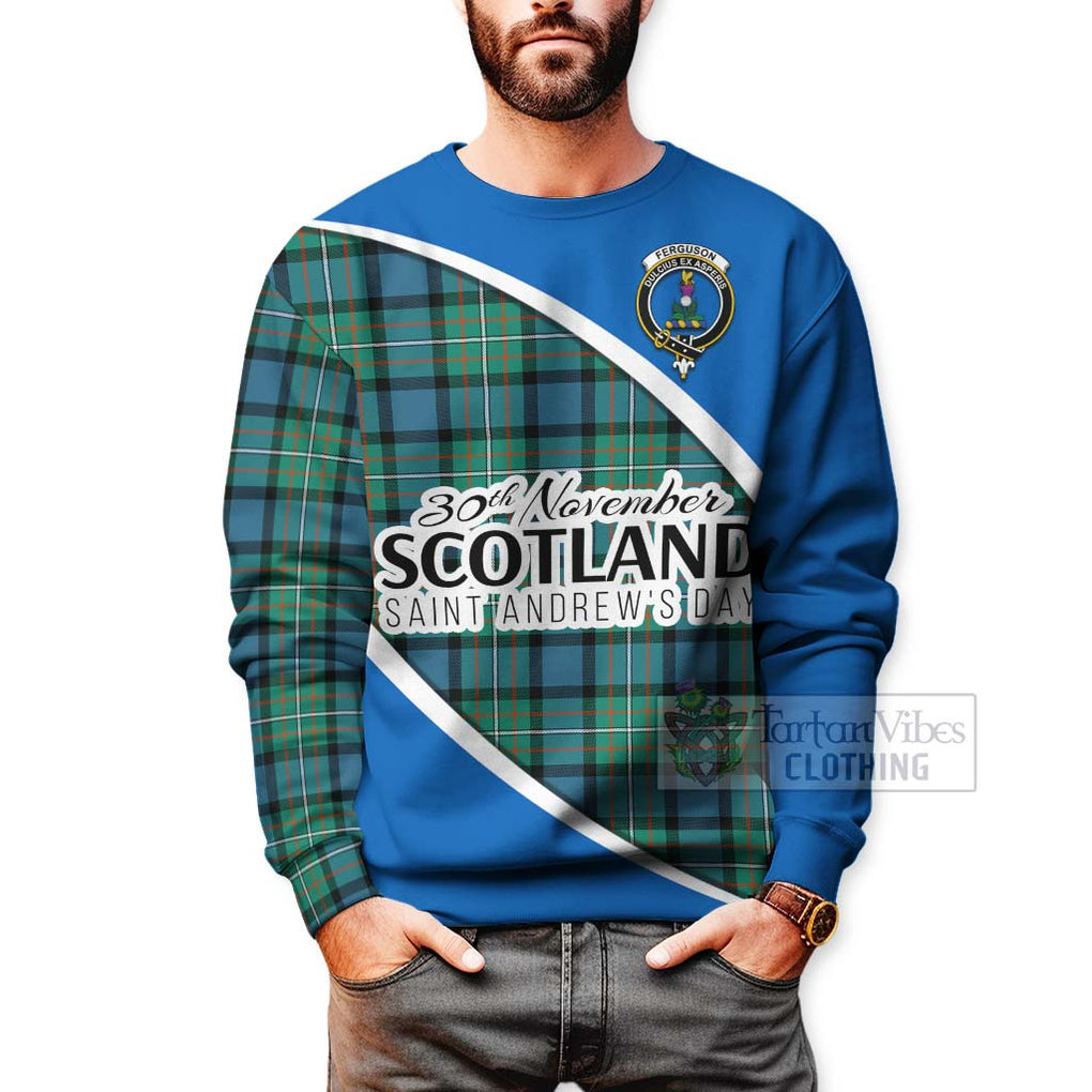 Tartan Vibes Clothing Ferguson (Fergusson) Family Crest Tartan Sweatshirt Celebrate Saint Andrew's Day in Style