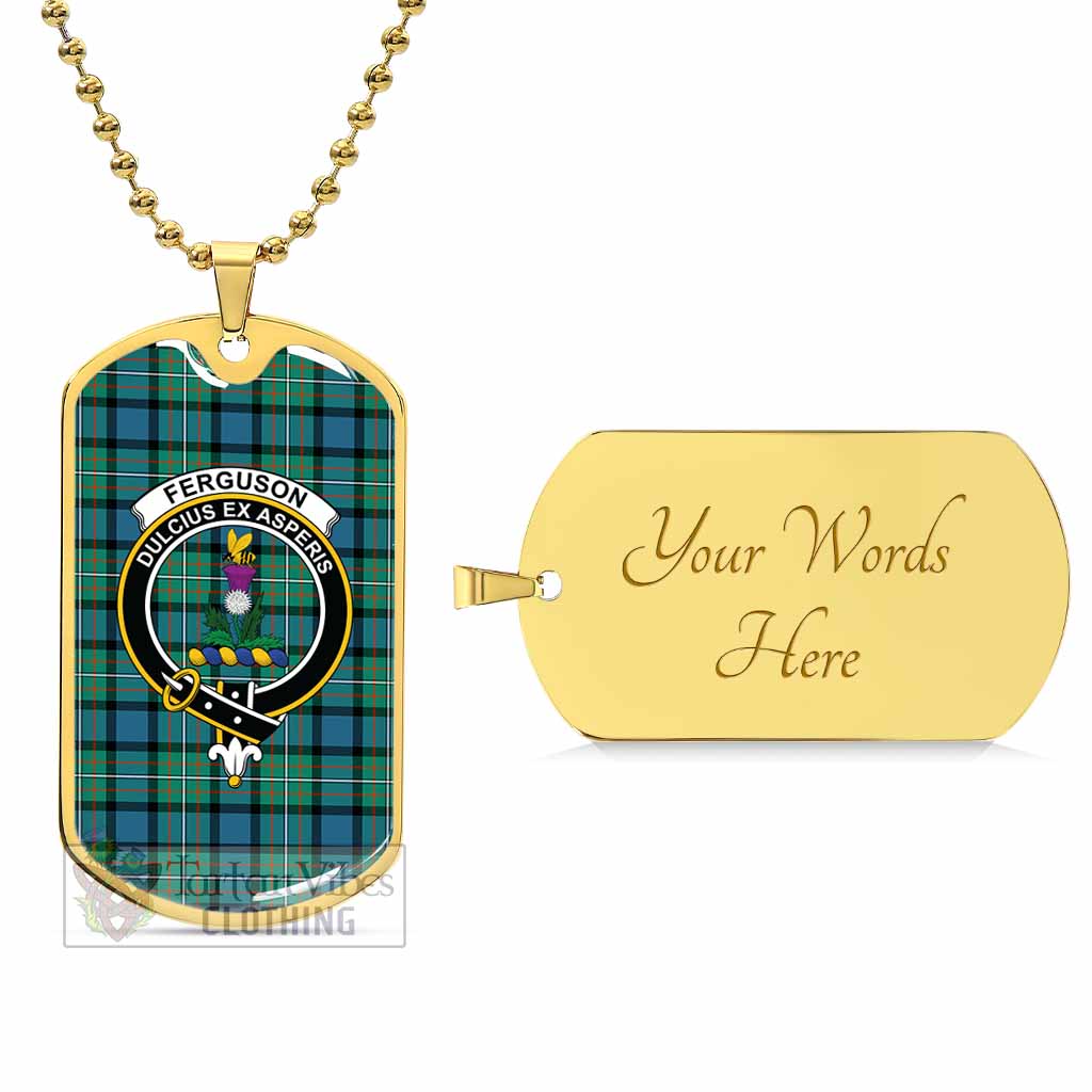 Tartan Vibes Clothing Ferguson (Fergusson) Tartan Dog Tag Necklace with Family Crest