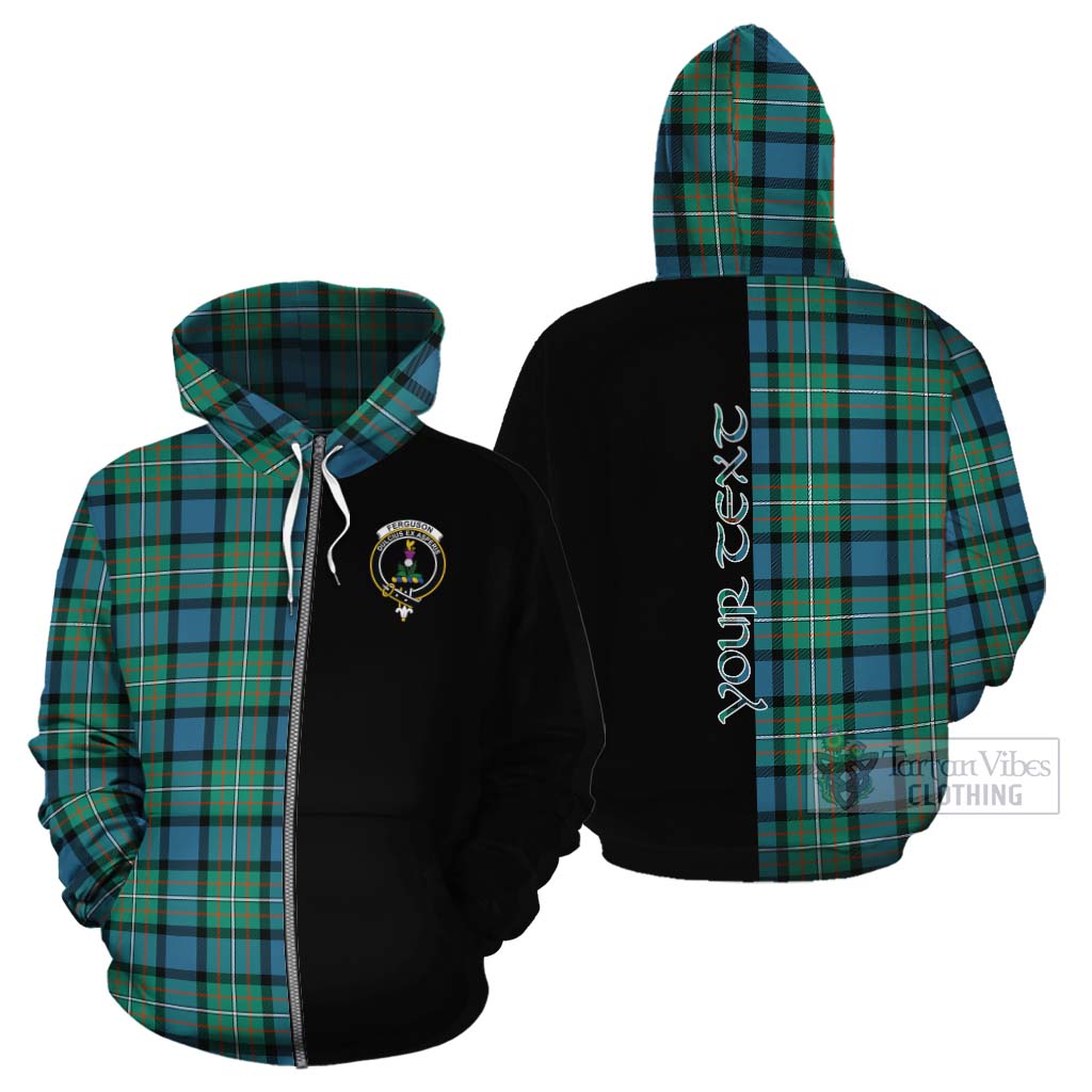 Tartan Vibes Clothing Ferguson (Fergusson) Tartan Cotton Hoodie with Family Crest and Half Of Me Style