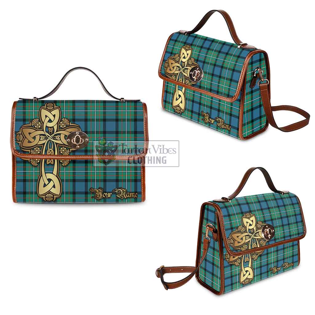 Tartan Vibes Clothing Ferguson (Fergusson) Tartan Waterproof Canvas Bag Golden Thistle Celtic Cross Style