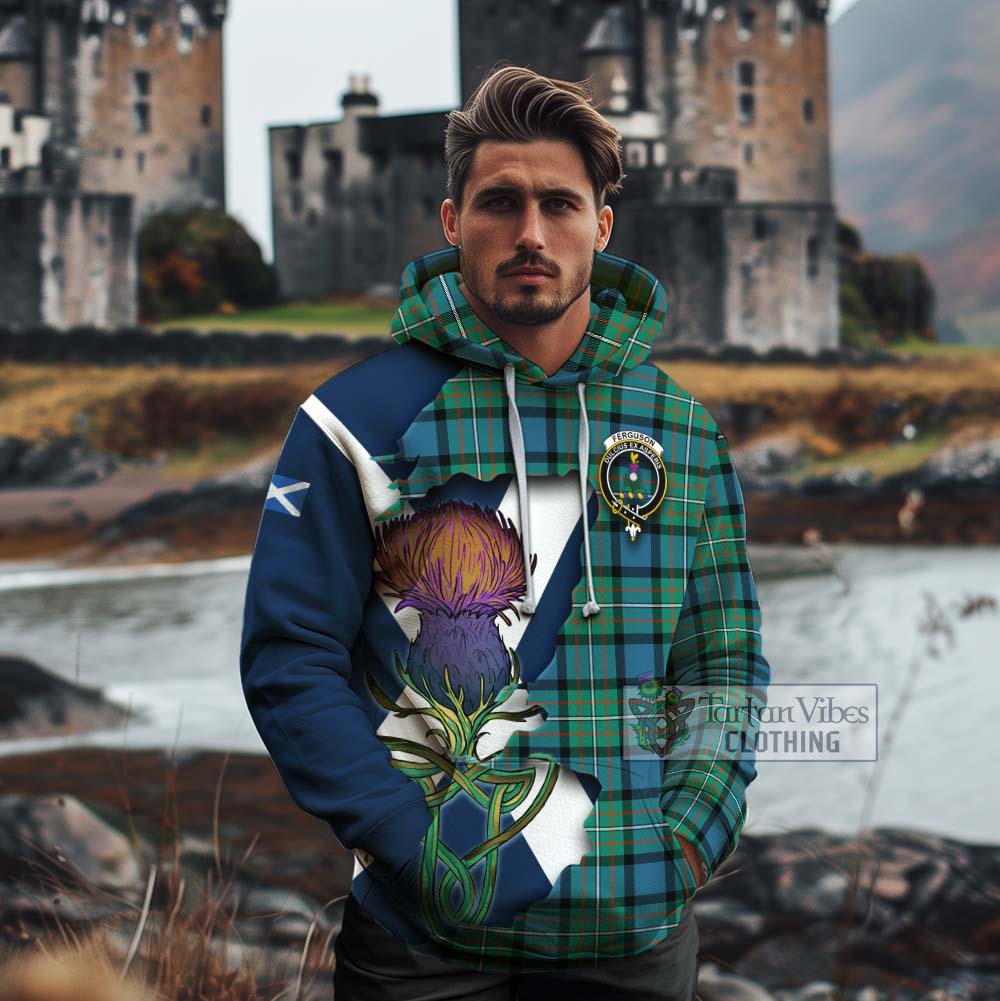 Ferguson (Fergusson) Tartan Family Crest Cotton Hoodie Scottish Thistle Celtic Inspired - Tartan Vibes Clothing
