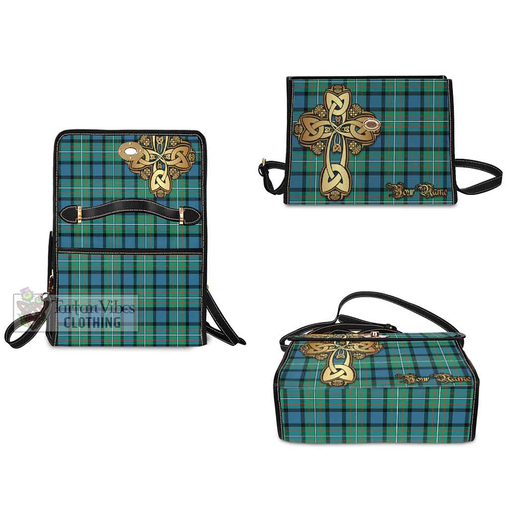 Tartan Vibes Clothing Ferguson (Fergusson) Tartan Waterproof Canvas Bag Golden Thistle Celtic Cross Style