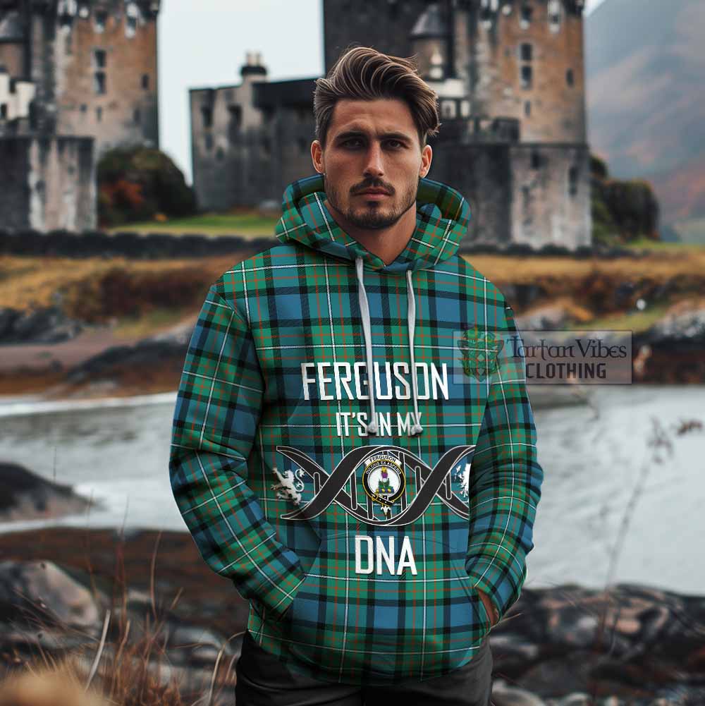 Tartan Vibes Clothing Ferguson (Fergusson) Tartan Cotton Hoodie with Family Crest DNA In Me Style