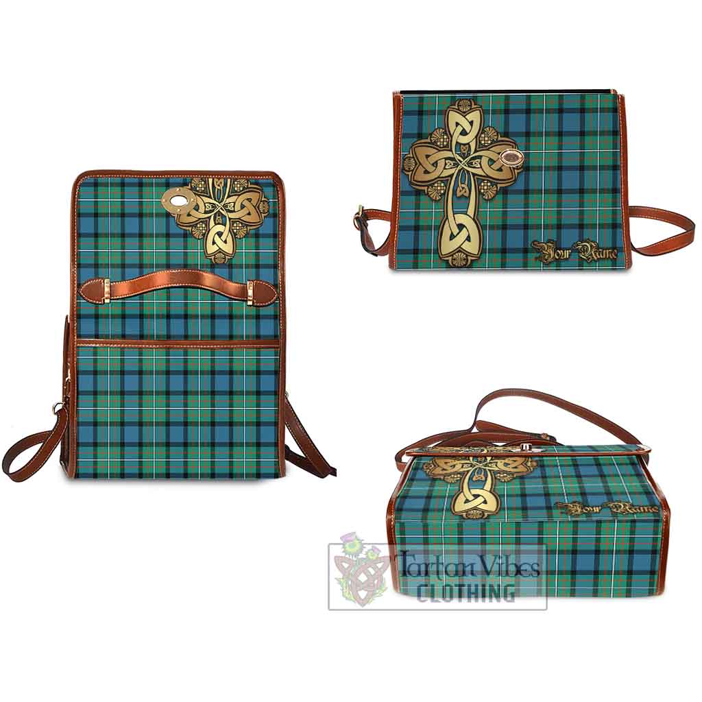 Tartan Vibes Clothing Ferguson (Fergusson) Tartan Waterproof Canvas Bag Golden Thistle Celtic Cross Style