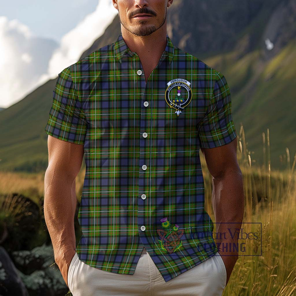 Ferguson Modern Tartan Cotton Hawaiian Shirt with Family Crest Adult - Tartan Vibes Clothing