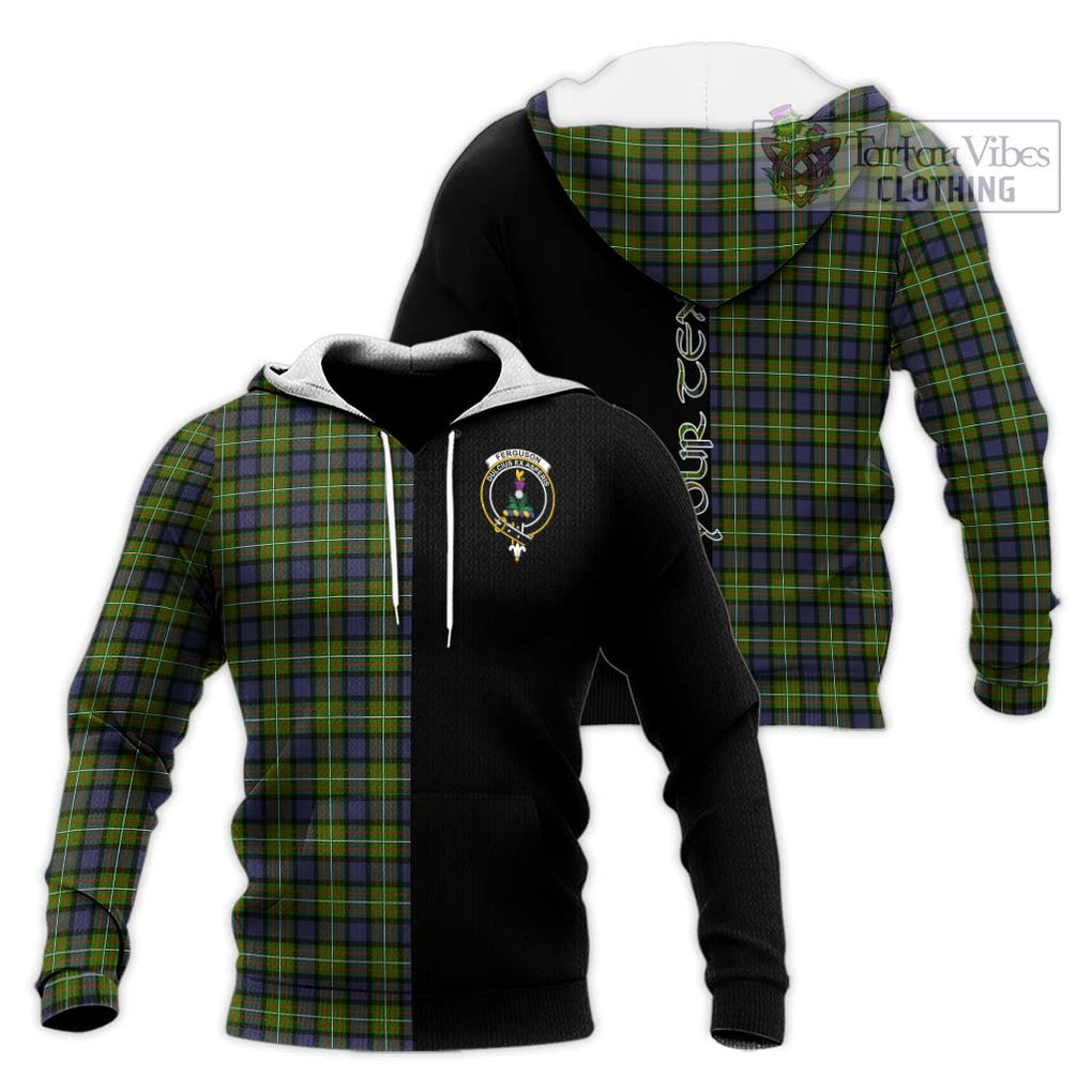 Ferguson Modern Tartan Knitted Hoodie with Family Crest and Half Of Me Style Unisex Knitted Pullover Hoodie - Tartanvibesclothing Shop