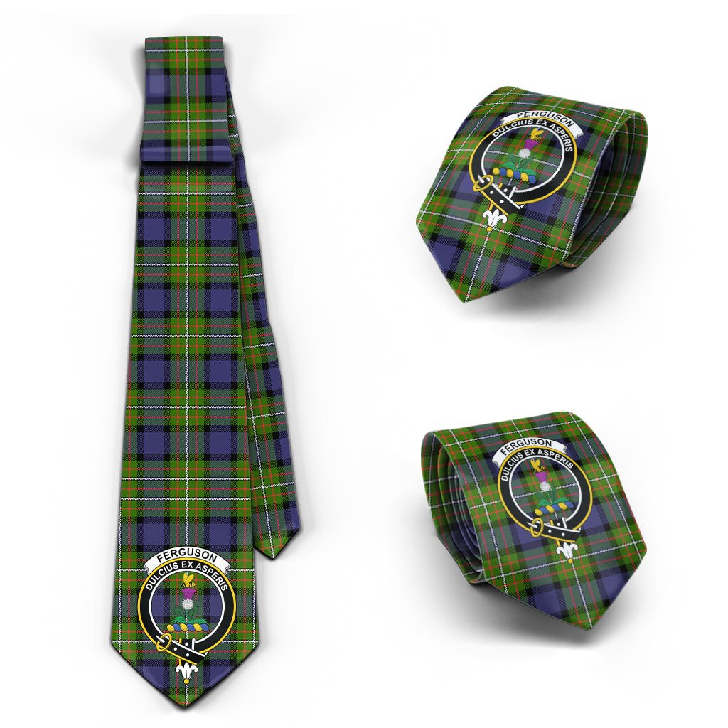 Ferguson Modern Tartan Classic Necktie with Family Crest Necktie One Size - Tartan Vibes Clothing